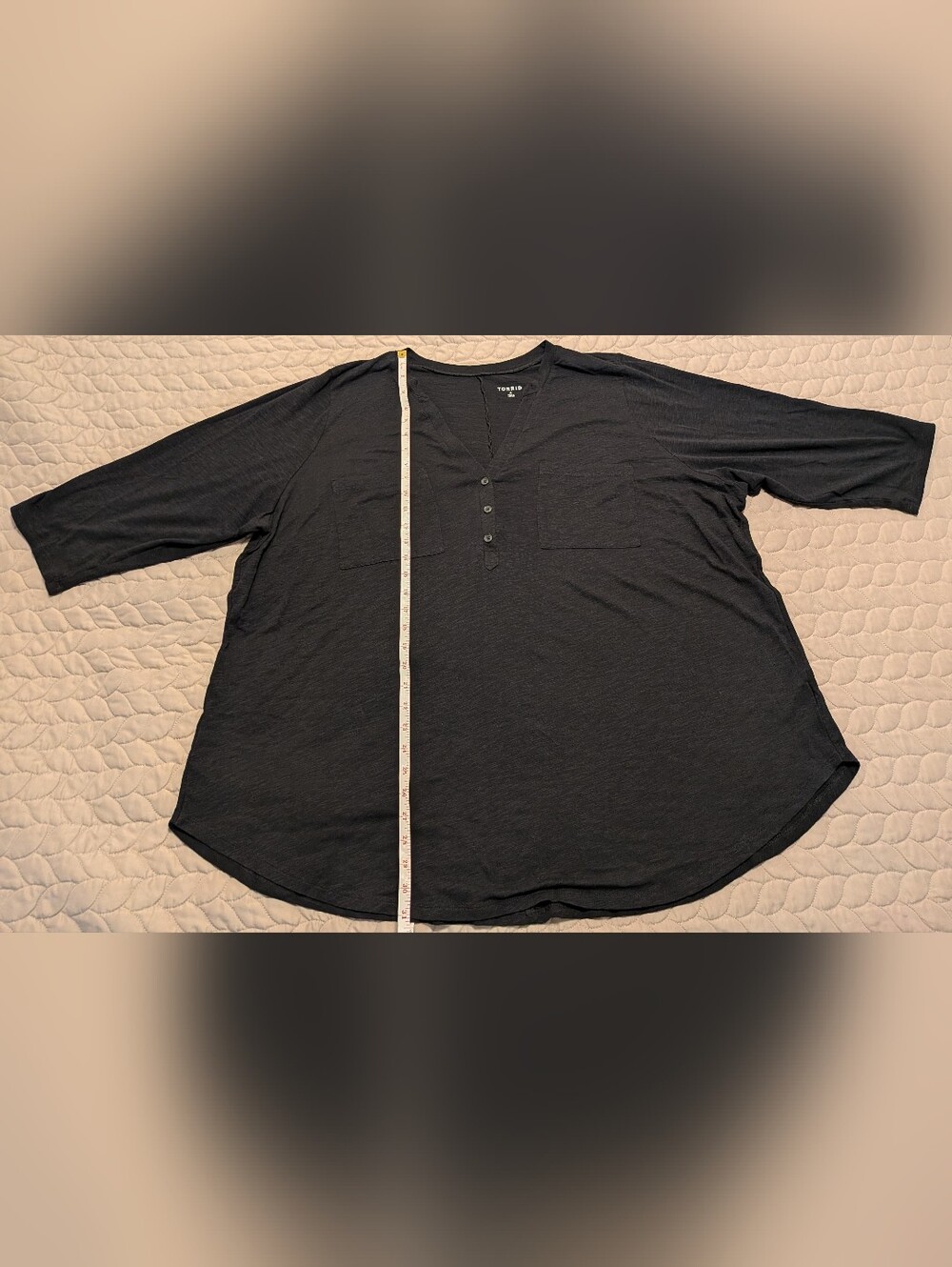 Torrid Black Long-Sleeve Henley Top